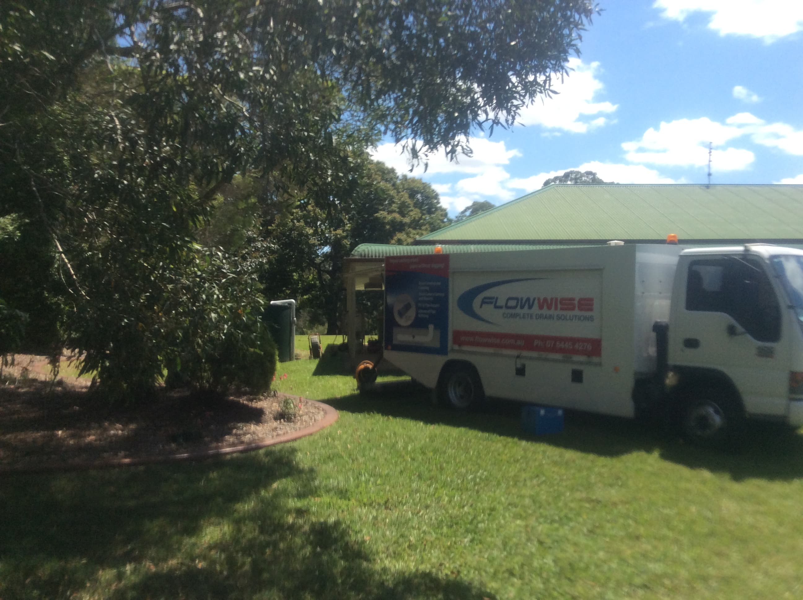 The Flowwise plumbing truck on a site on the Sunshine Coast