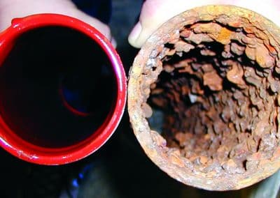 pipe riser before and after
