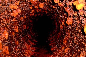 Rust inside a water pipe