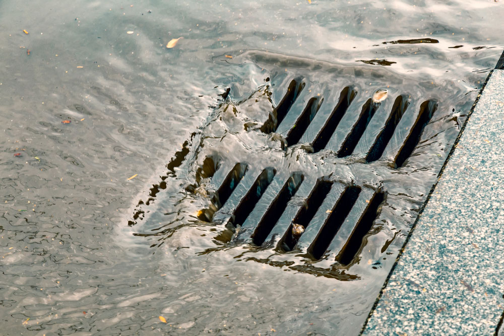 Stormwater Drain During Heavy Rain